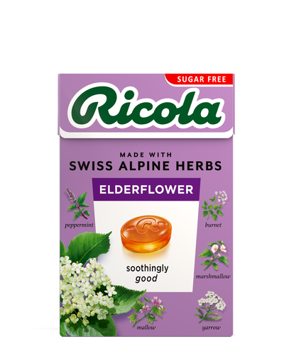 [13187] Ricola Sugar Free Cough Drops - BOX Elderflower X 20 X 45g
