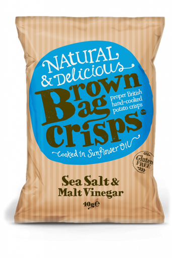 [10845] Brown Bag Crisps - Sea Salt and Malt Vinegar X 10 X 150g