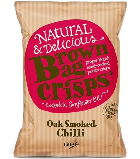 [10846] Brown Bag Crisps - Oak Smoked Chilli X 10 X 150g