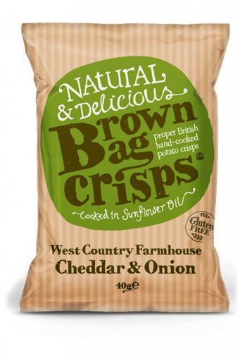 [10847] Brown Bag Crisps - Cheddar and Onion X 10 X 150g