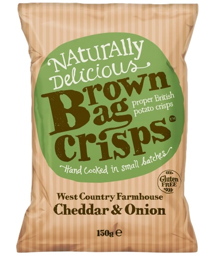 [10847] Brown Bag Crisps - Cheddar and Onion X 10 X 150g