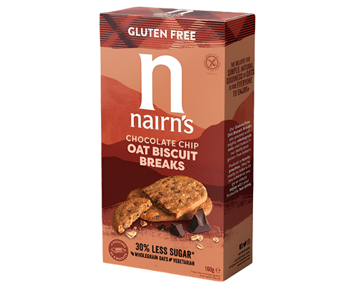 [12367] Nairns Oat Biscuits - GF Oats and Choc Chip Breaks N9576 X 7 X 160g