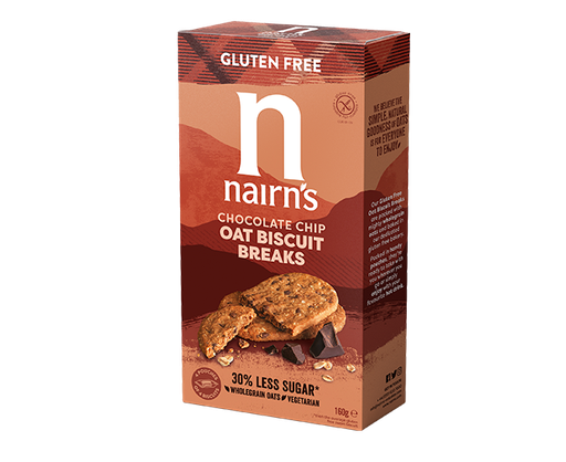 [12367] Nairns Oat Biscuits - GF Oats and Choc Chip Breaks N9576 X 7 X 160g