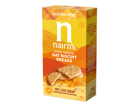 [12368] Nairns Gluten Free Oat Biscuits - Oats and Ginger Breaks X 7 X 160g