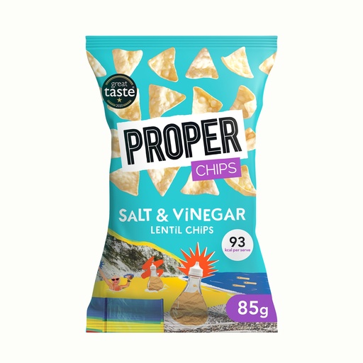 [12791] [20% OFF] Proper Chips - Salt and Vinegar Lentil X 8 X 85g