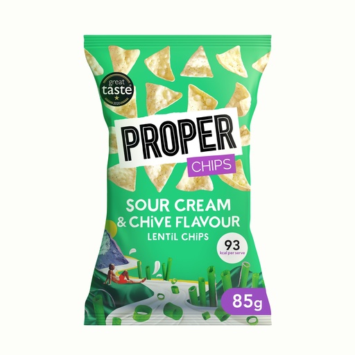 [12792] [33% OFF] Proper Chips - Sour Cream and Chive Lentil X 8 X 85g