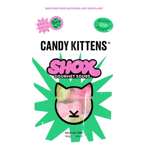 [11344] Candy Kittens Sweets - Sour Shox X 10 X 140g