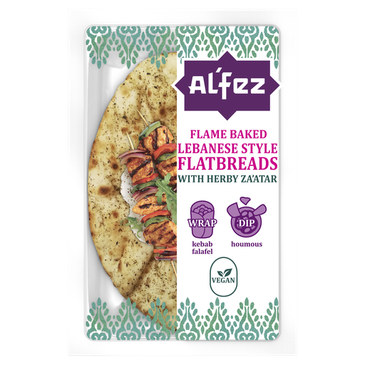 [13954] Al Fez Lebanese Flatbreads - Flame Baked with Herby Zaatar 2pc X 8 X 180g