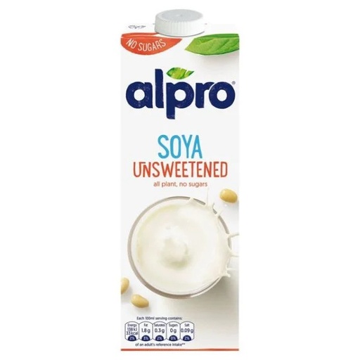 [13544] Alpro Plant Based Milk - Soya Unsweetened Wholebean X 8 X 1L
