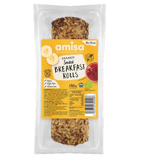 [13368] Amisa Organic GF Bread - Seeded Breakfast Rolls 180g