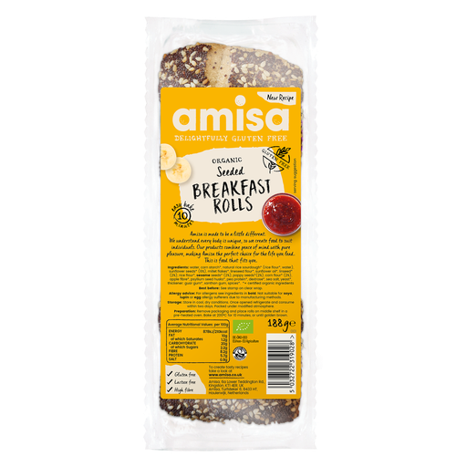 [13368] Amisa Organic GF Bread - Seeded Breakfast Rolls 180g