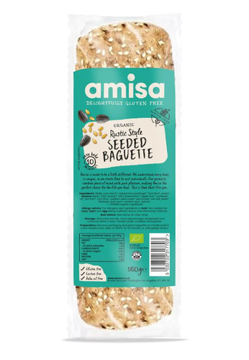 [5429] Amisa Organic GF Bread - Rustic Style Seeded Baguette 160g