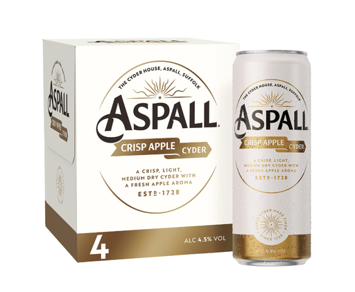 [14039] [20% OFF] Aspall Cyder - CAN Crisp Apple 5%ABV (4 X 330ml)