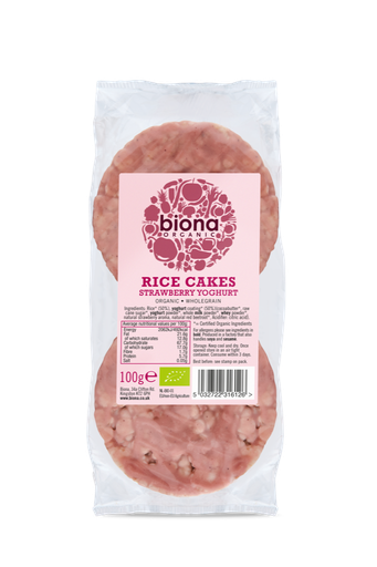 [6749] Biona Organic Rice Cakes - Yoghurt Coated Strawberry 100g
