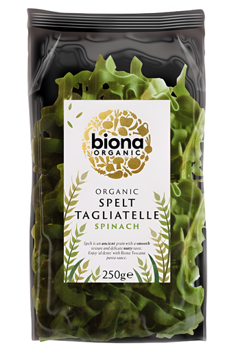 [4139] Biona Organic Spelt Pasta - Tagliatelle Spinach Artisan 250g