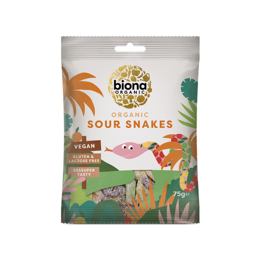 [11826] Biona Organic Sweets - Sour Snakes X 10 X 75g
