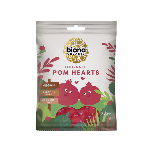 [11828] Biona Organic Sweets - Biona Organic Pomegranate Hearts X 10 X 75g
