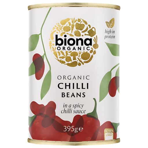 [3465] Biona Organic Veg & Pulse Cans - Chilli Beans Red Kidney X 6 X 395g