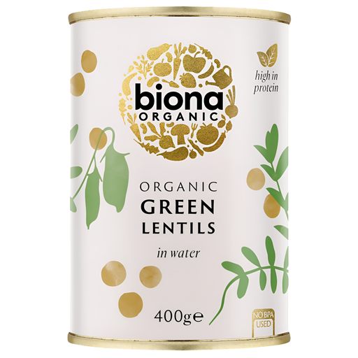 [3467] Biona Organic Veg & Pulse Cans - Lentils Green X 6 X 400g