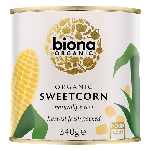 [3500] Biona Organic Veg & Pulse Cans - Sweetcorn X 6 X 340g
