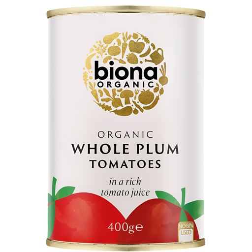 [3502] Biona Organic Veg & Pulse Cans - Tomatoes Plum X 12 X 400g