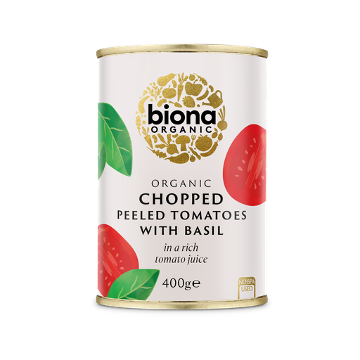 [3508] Biona Organic Veg & Pulse Cans - Tomatoes Chopped Basil X 12 X 400g