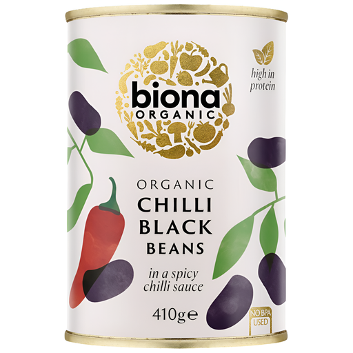 [4826] Biona Organic Veg & Pulse Cans - Chilli Black Beans X 6 X 410g