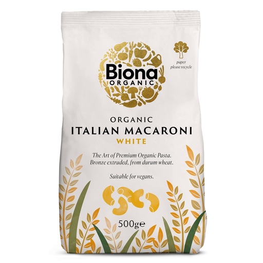 [3102] Biona Organic Wheat Pasta - WHITE Macaroni 500g