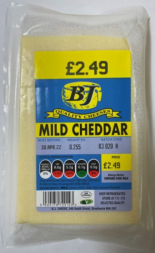 [1086] BJ Cheddar Cheese Block - Mild £2.99 255g