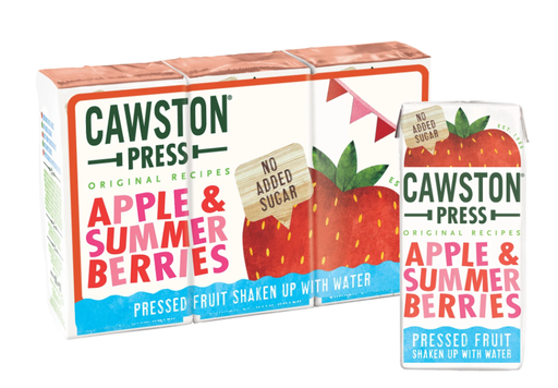 [10396] Cawston Press Kids Fruit Water - Apple & Summer Berries (3x200ml) X 6 X 600ml