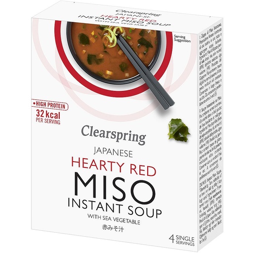 [6696] Clearspring Instant Miso Soup - Hearty Red with Sea Veg CS497 X 8 X 4 X 10g