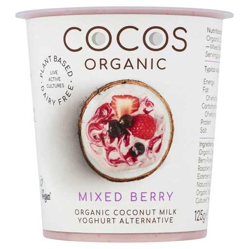 [13937] Cocos Organic Vegan Coconut Yoghurt - SMALL Mixed Berry 125g