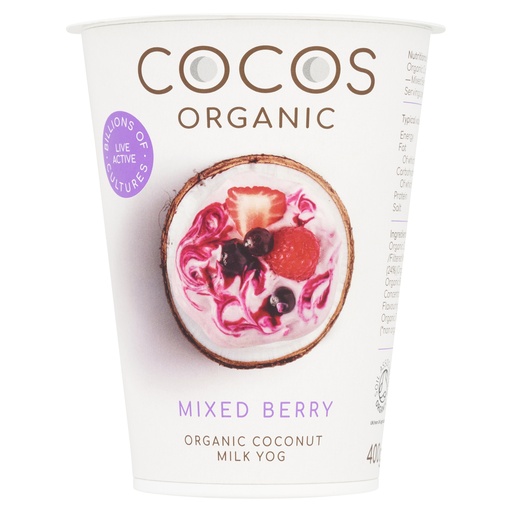 [13938] Cocos Organic Vegan Coconut Yoghurt - LARGE Mixed Berry 400g