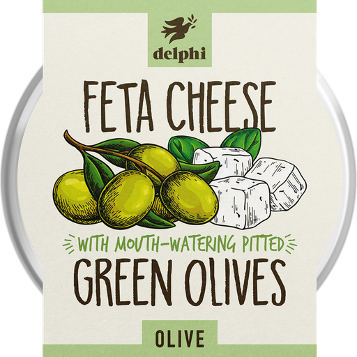 [1233] Delphi Olives & Tapas - Green Pitted w/ Cheese 160g