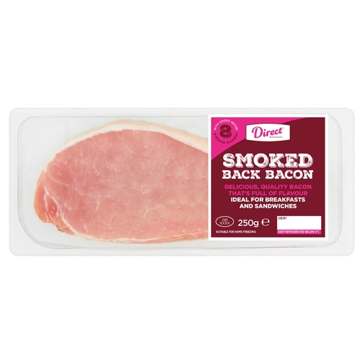 [13823] Direct Back Bacon - Smoked 250g