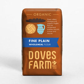 [9031] Doves Farm Flour - Organic Fine Plain Wholemeal Flour X 5 X 1kg