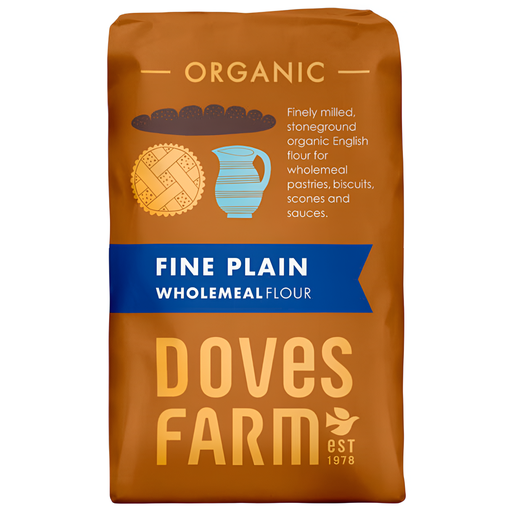 [9031] Doves Farm Flour - Organic Fine Plain Wholemeal Flour X 5 X 1kg