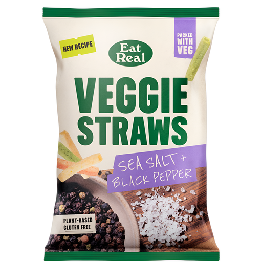[13435] Eat Real Veggie Straw - Sea Salt and Black Pepper X 10 X 110g