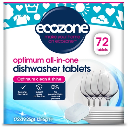 [13169] Ecozone Cleaning Tablets - LARGE Dishwasher Optimum 72 Tabs 1386g