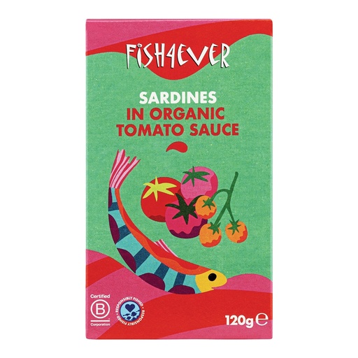 [6663] Fish 4 Ever Organic Sardines - Whole in Tomato Sauce X 12 X 120g