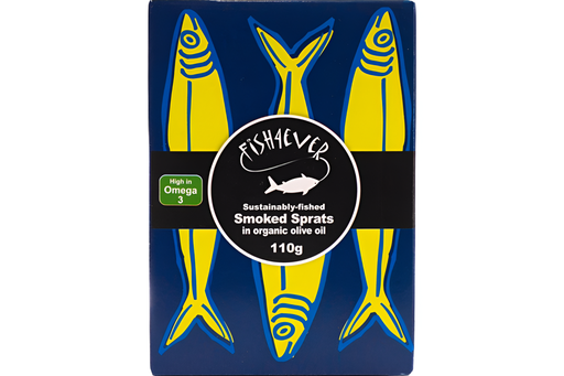 [13956] Fish 4 Ever Organic Sprats - Whole Smoked in Olive Oil X 12 X 110g