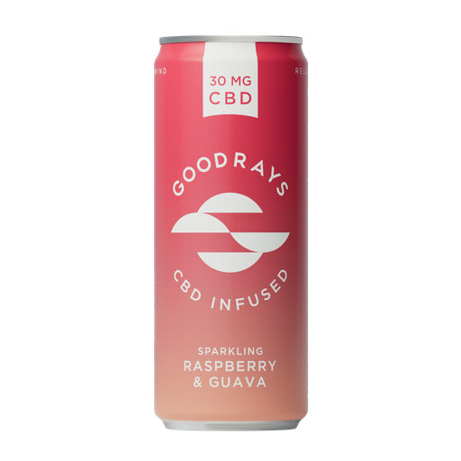 [10336] Goodrays 30mg CBD Seltzer - Raspberry & Guava X 12 X 250ml