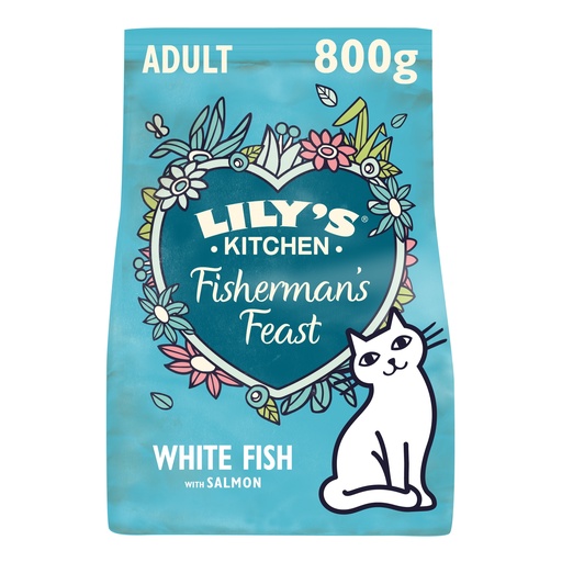 [12310] [25% OFF] Lilys Kitchen Pet Food - CAT DRY White Fish Salmon CADFS800-UK01B X 4 X 800g
