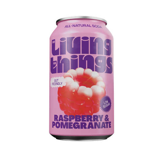 [13058] Living Things Soda - Raspberry and Pomegranate X 12 X 330ml