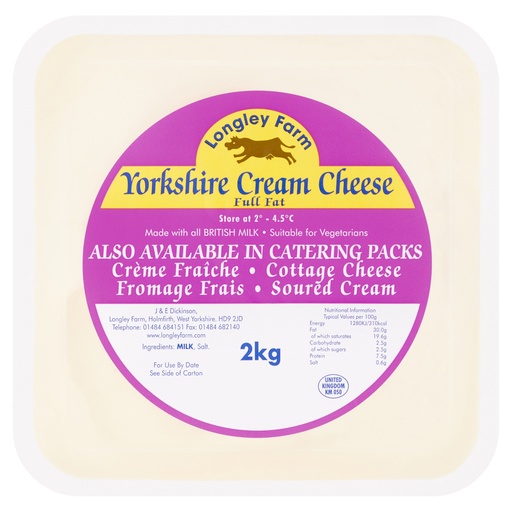 [13151] [PRE ORDER] Longley Farm Creams - LARGE Cream Cheese 2kg
