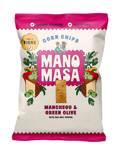[6813] [SUPPLIER ISSUE] Manomasa Tortillas Chips - Manchego & Green Olive X 12 X 140g