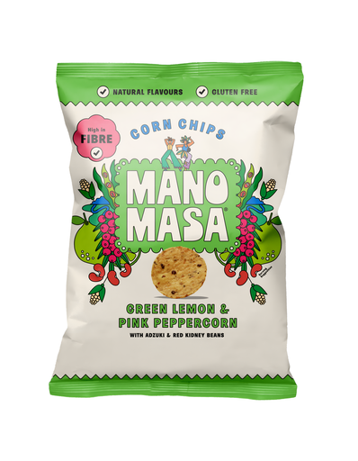 [6814] Manomasa Tortillas Chips - Green Lemon & Peppercorn X 12 X 140g