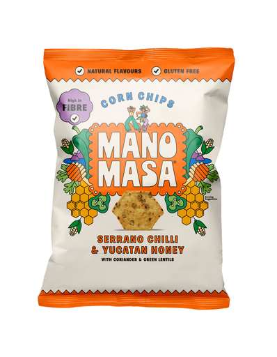 [6816] Manomasa Tortillas Chips - Serrano Chilli & Yucatan Honey X 12 X 140g