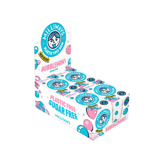 [10597] Milliways Plastic-Free Gum - Bubblemint X 12 X 19g