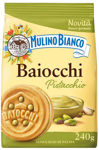 [11661] Mulino Bianco Italian Biscuits - Baiocchi Al Pistachio 10 X 240g